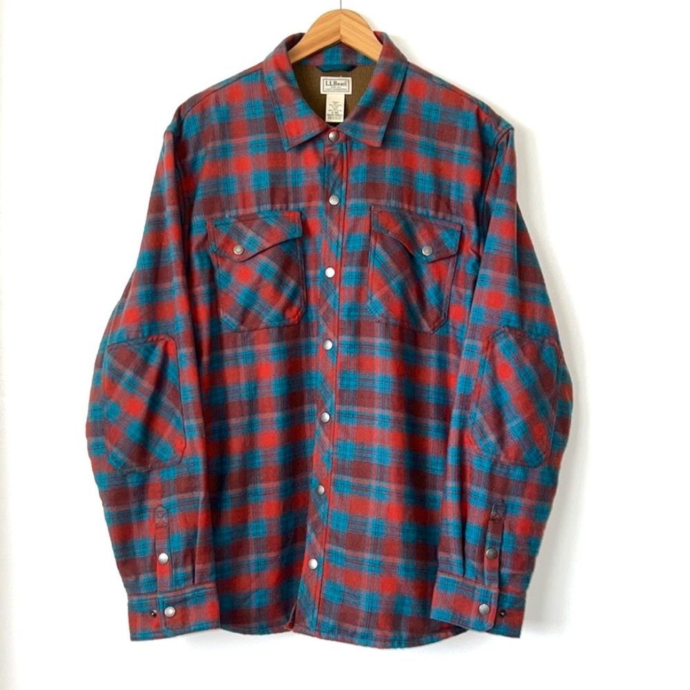 LL Bean Men’s Flannel Button Shirt Jacket Plaid